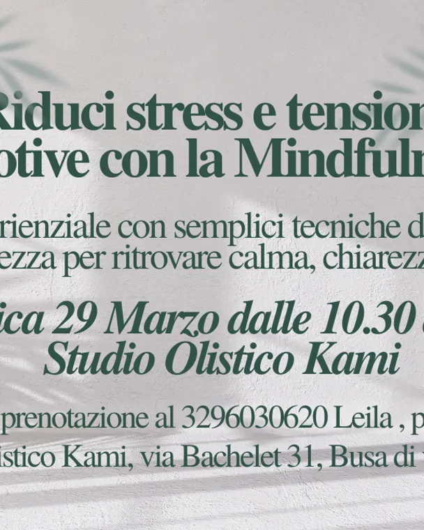 Workshop Riduci stress e tensioni emotive con la Mindfulness