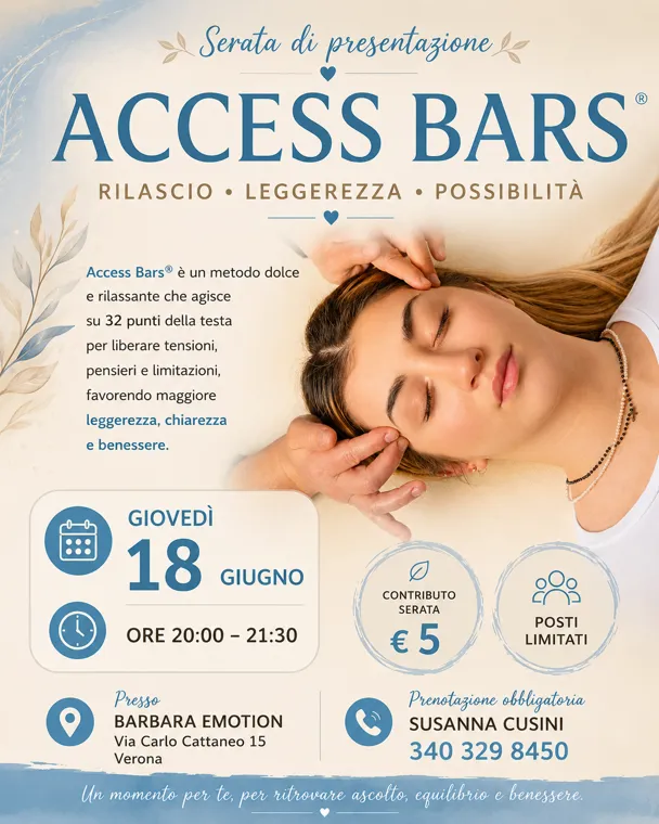 Serata Informativa ACCESS BARS: scopri il tocco leggero dei 32 punti della testa