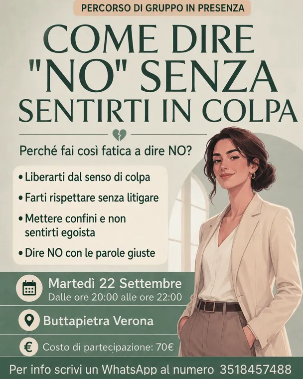 COME DIRE "NO" SENZA SENTIRTI IN COLPA. Percorso in Presenza.