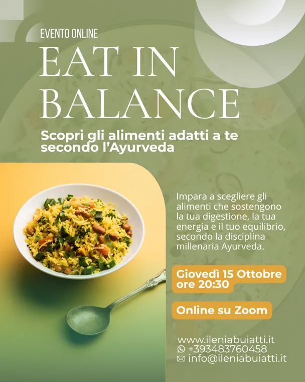 Eat in Balance - Scopri gli Alimenti adatti a Te secondo l’Ayurveda
